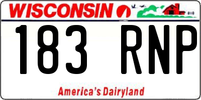 WI license plate 183RNP