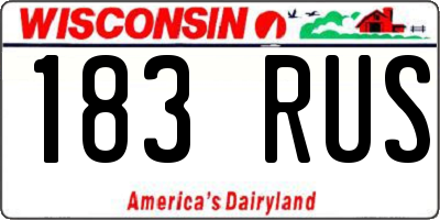 WI license plate 183RUS