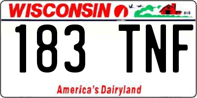 WI license plate 183TNF