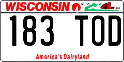 WI license plate 183TOD