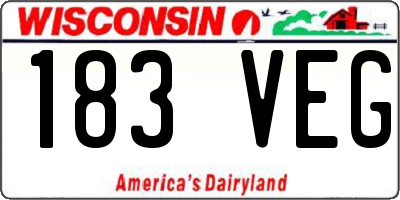 WI license plate 183VEG