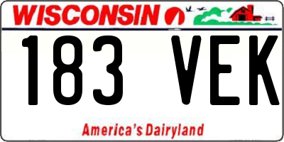 WI license plate 183VEK
