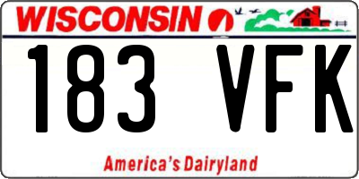 WI license plate 183VFK