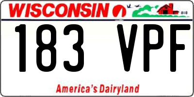 WI license plate 183VPF
