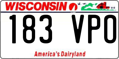 WI license plate 183VPO