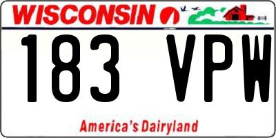 WI license plate 183VPW