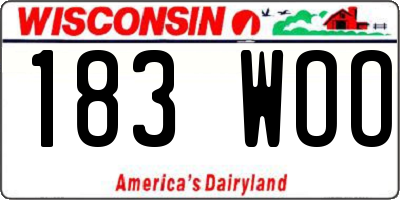 WI license plate 183WOO