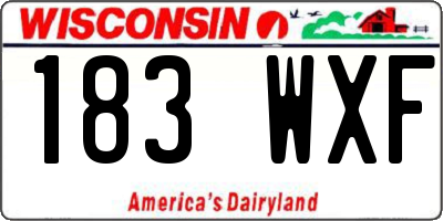 WI license plate 183WXF