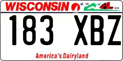 WI license plate 183XBZ