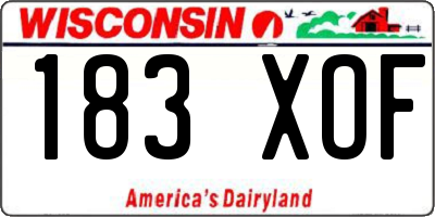 WI license plate 183XOF