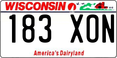 WI license plate 183XON