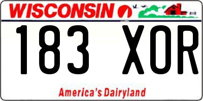 WI license plate 183XOR