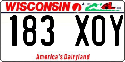 WI license plate 183XOY