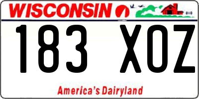 WI license plate 183XOZ