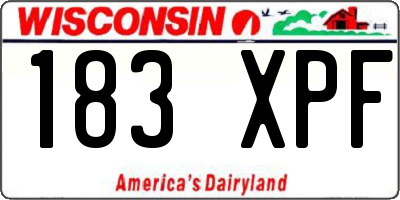 WI license plate 183XPF