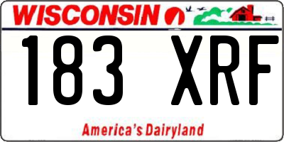 WI license plate 183XRF