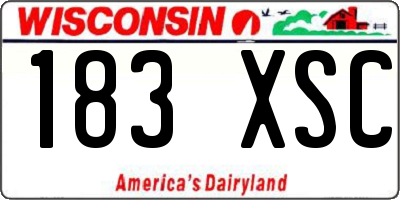 WI license plate 183XSC