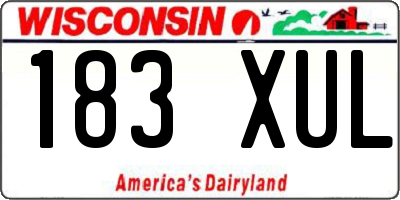 WI license plate 183XUL