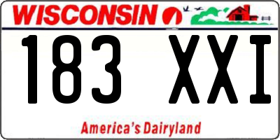 WI license plate 183XXI