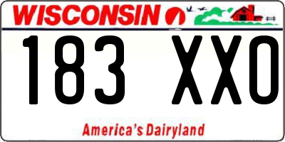 WI license plate 183XXO