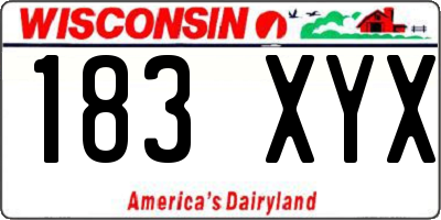 WI license plate 183XYX