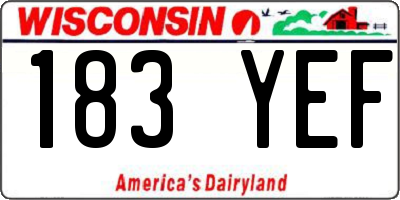 WI license plate 183YEF