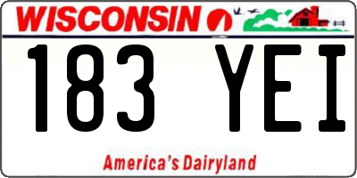 WI license plate 183YEI