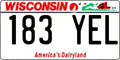 WI license plate 183YEL