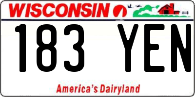 WI license plate 183YEN