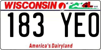 WI license plate 183YEO