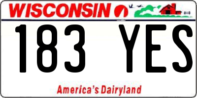 WI license plate 183YES