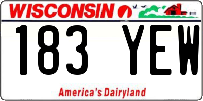 WI license plate 183YEW