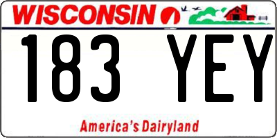 WI license plate 183YEY