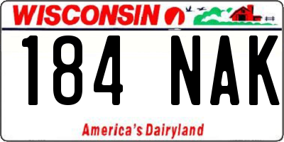 WI license plate 184NAK