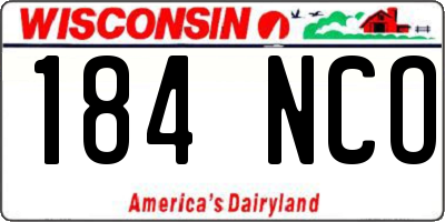 WI license plate 184NCO