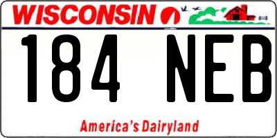 WI license plate 184NEB