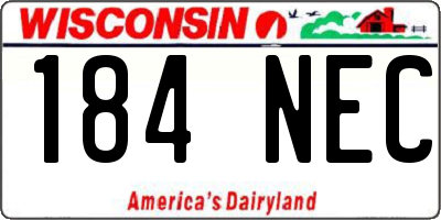 WI license plate 184NEC