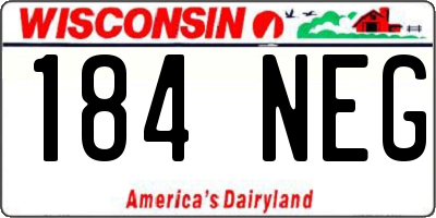 WI license plate 184NEG