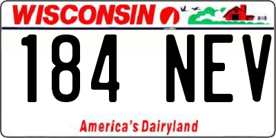 WI license plate 184NEV
