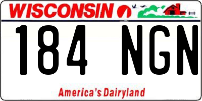 WI license plate 184NGN