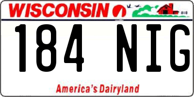 WI license plate 184NIG