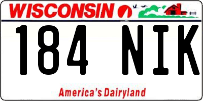 WI license plate 184NIK