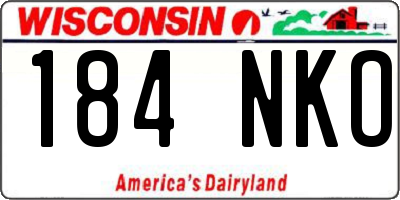 WI license plate 184NKO