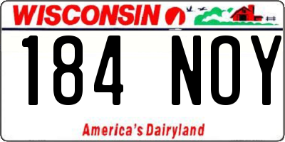 WI license plate 184NOY