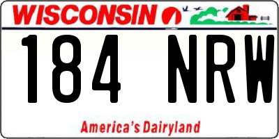 WI license plate 184NRW