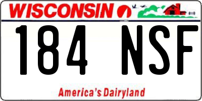 WI license plate 184NSF