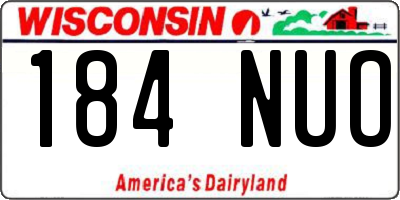 WI license plate 184NUO