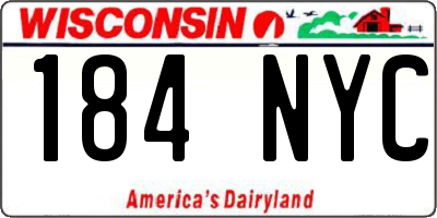 WI license plate 184NYC