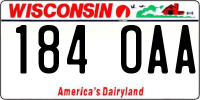 WI license plate 184OAA