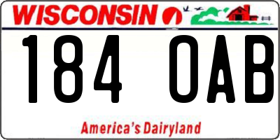 WI license plate 184OAB